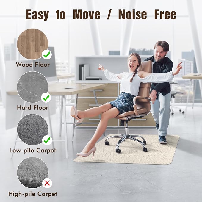 Blvornl Office Chair Mat for Hardwood Floor and Low Pile Carpet, PVC Rug for - Image 3