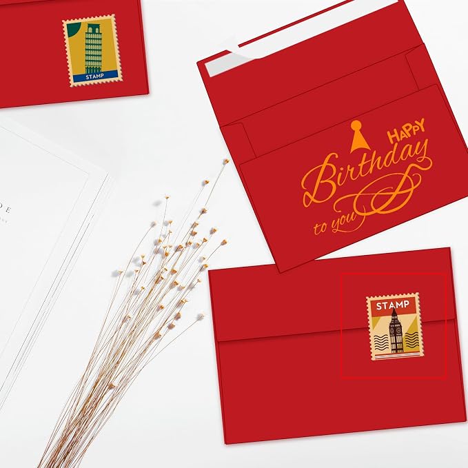 100 Packs Red 4x6 Envelopes for Invitation Card, A6 Small Envelopes Self Seal - Image 6