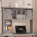 Large Desktop Bookshelf with Sliding Barn Door, 47.2''W Desk Shelf Display Rack by Homiflex
