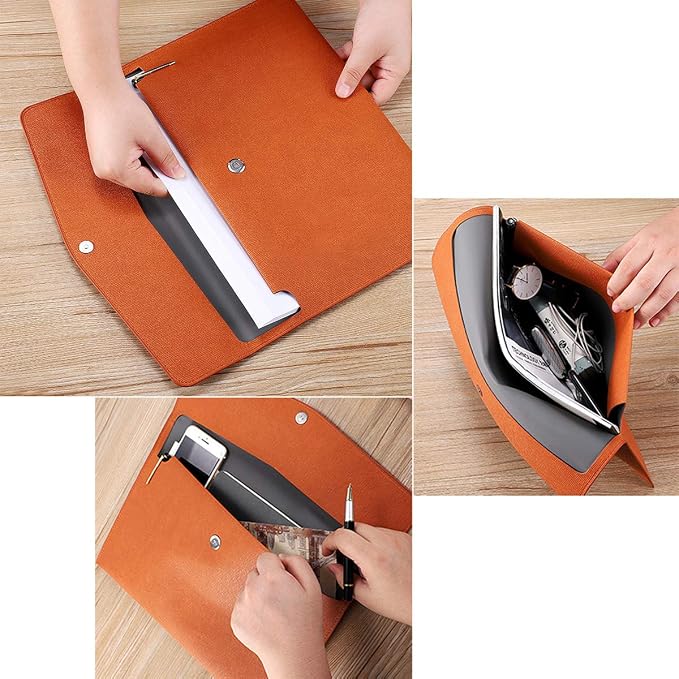 PU Leather A4 File Folder Document Holder Waterproof Portfolio Envelope Folder - Image 5