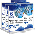 Acrylic Sign Holder 5x7, 6 Pack Clear Plastic Table Display Vertical by Arrobust