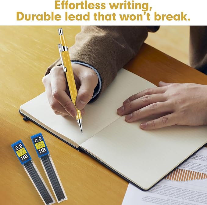 8 PCS Metal Mechanical Pencil, Durable 0.9mm Drafting Pencil, Comes - Image 3