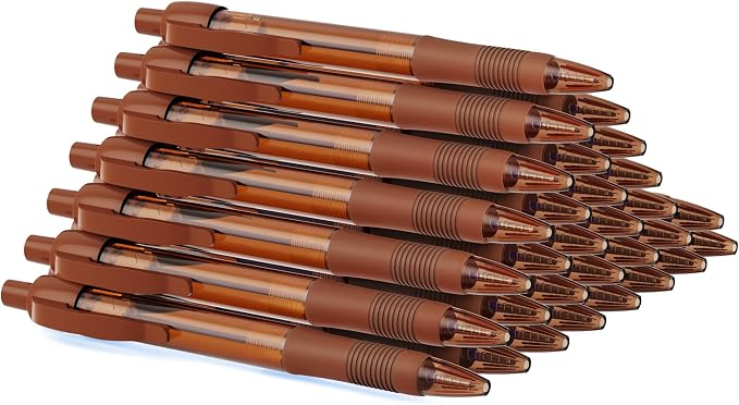 deegtran Pens Bulk, 30 Pack No Bleed Brown Ink Click Pens by DEEGTRANPENS