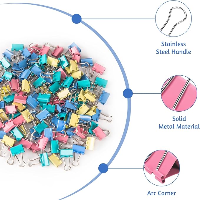 120 Pack Mini Binder Clips, Color Binder Clips, Small Paper Clips 15mm 5/8 - Image 3