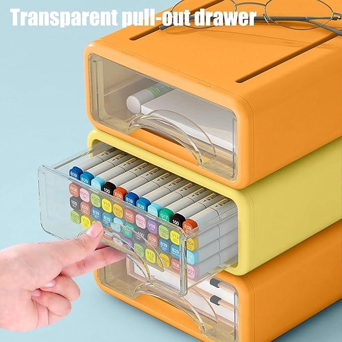 Desk Organizer with Drawers, Stackable Storage Drawers with Compartments - Image 7