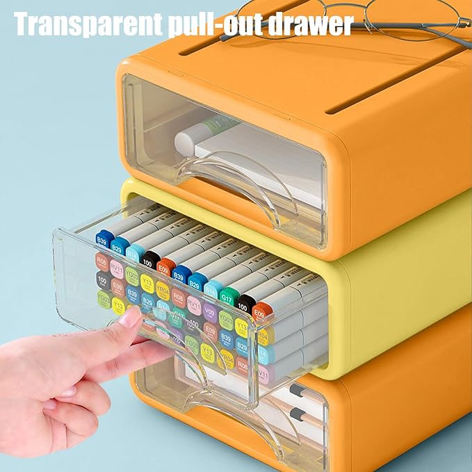 Desk Organizer with Drawers, Stackable Storage Drawers with Compartments - Image 6