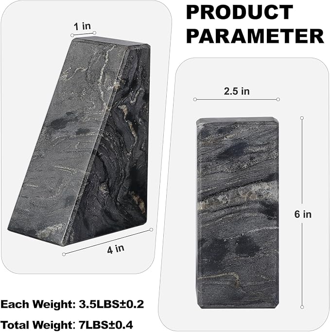 Karibiber Marble Bookends for Heavy Books, Decorative Book Ends for Shelves - Image 4
