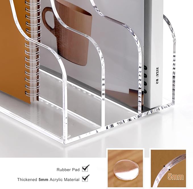 SANRUI Clear Vertical Magazine File Holder, Acrylic Desk Organizer and Storage - Image 4