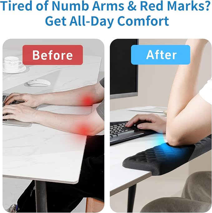 MEKASS L-Shaped Desk Elbow Pad for Desk, Memory Foam Elbow Support Padding - Image 2