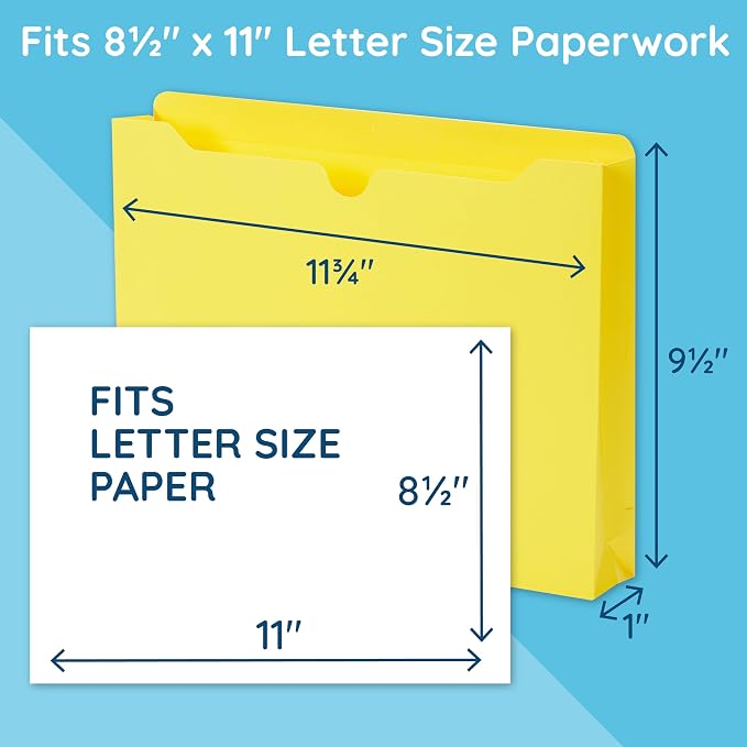 Blue Summit Supplies 25 File Jackets, Letter Size, 1” Expansion, Reinforced | - Image 2