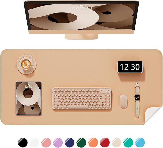 Desk Pad, 23.6" x 13.8" PU Leather Non-Slip Desk Mat Large Mouse Pad by Niniubye