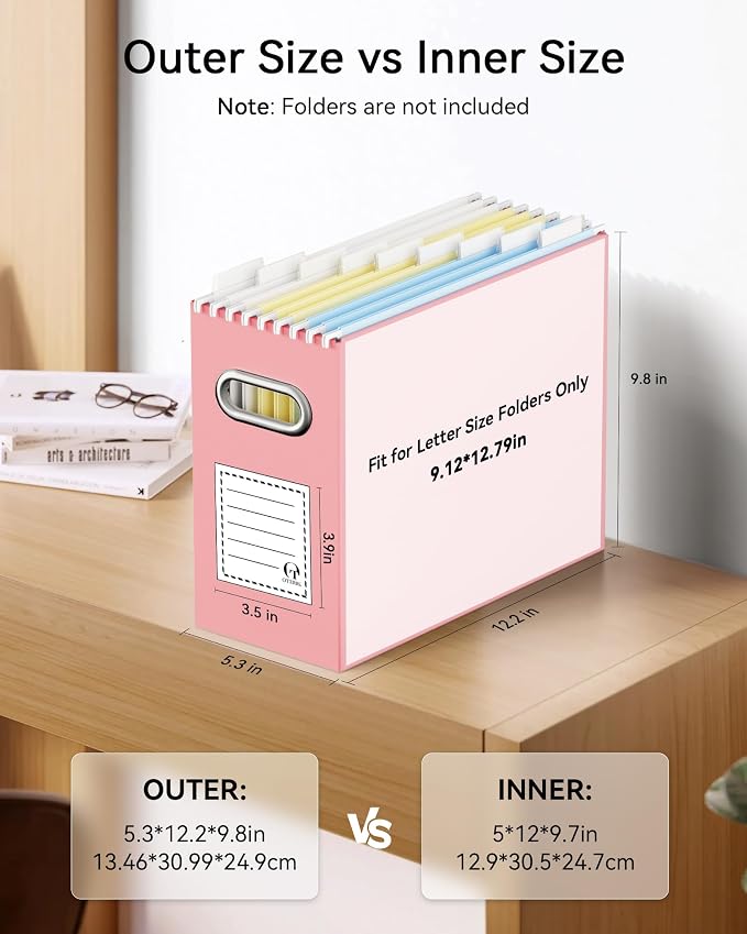 Oterri File Organizer Box, Portable Collapsible Cardboard File Folder Organizer - Image 2