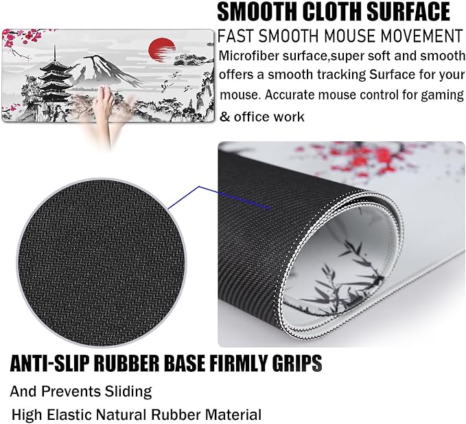 Japanese Landscape Large Mouse Pad, Large Extended Mouse Pad - Image 3