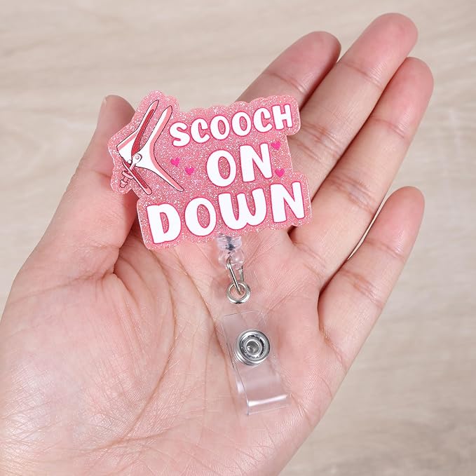 Scooch On Down Funny OBGYN Nurse Badge Reel, Fertility Name Tag Badge Buddy - Image 4