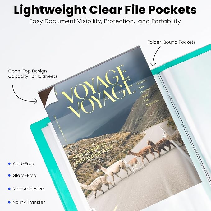STAGEEK 48-Pocket Portfolio Binder Display 96 Pages, 8.5x11 Binder - Image 4
