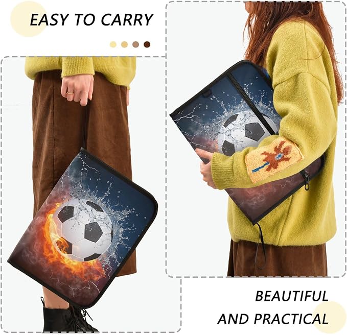 Expanding File Folder Soccer Water Fire Football Accordion File Organizer 13 - Image 2