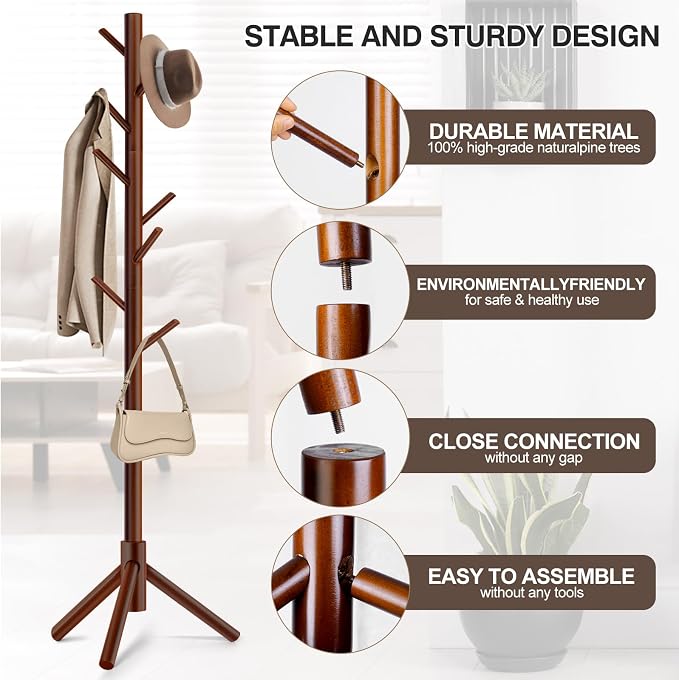 WANGMUXIA Coat Rack, Freestanding Coat Rack - Image 3