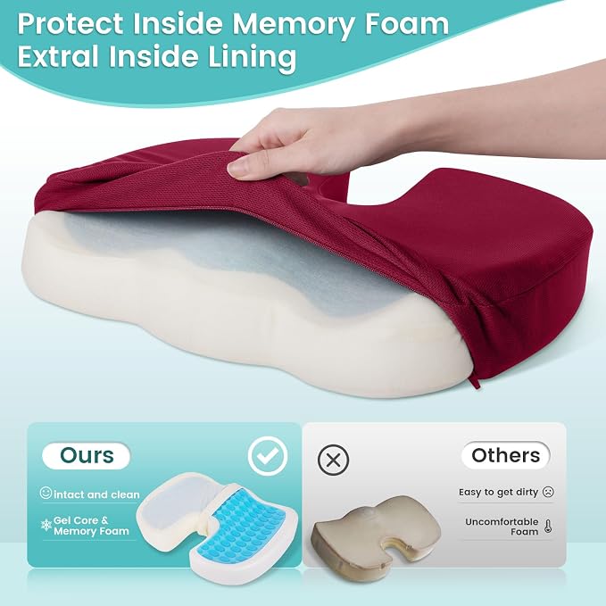 Office Chair Seat Cushion, Cooling Gel Enhanced Memory Foam Cushion - Image 4