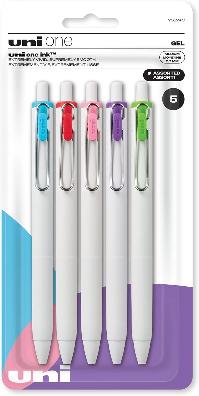 uni-ball one Retractable Gel Pens, Medium Point, 5 Pack by uni-ball