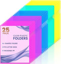 Sooez 25 Pack Clear Document Folder Project Pockets, 5 Assorted Colors by Sooez