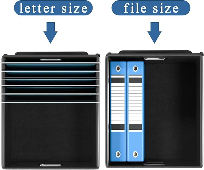 File Organizer Box with Lid, Collapsible Faux Leather Hanging File Folder Box - Image 3