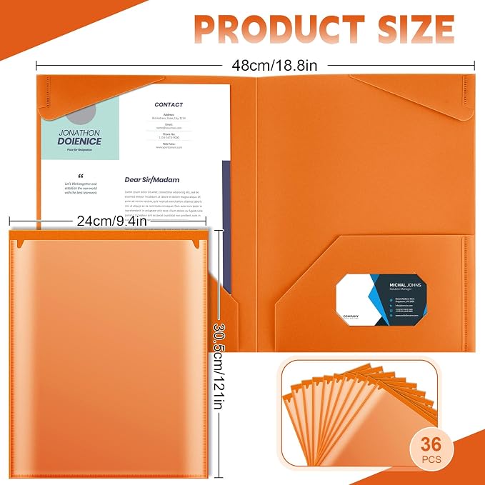 Henoyso 36 Pack Orange Plastic Folders - Image 2