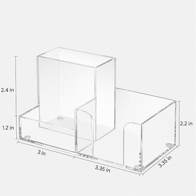 HBlife Acrylic Pen Holder for Desk, 3-Compartment Small Desk Organizer - Image 4