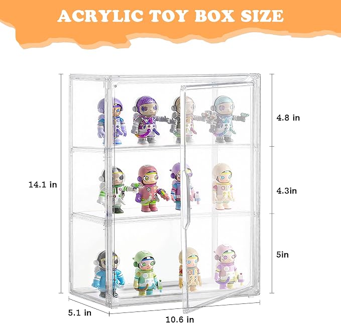 Clear Acrylic Display Case for Figures&Collectibles, 3 Tier Lego Labubu Toy Box - Image 2