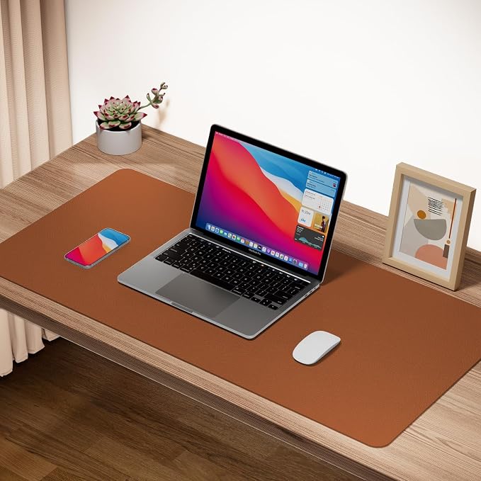 Boutilon Leather Desk Pad Protector, Non-Slip Mouse Pad, Laptop Desk Pad - Image 2