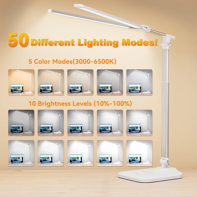 LED Desk Lamp for Office Home, Height Adjustable Architect Desk Light - Image 4