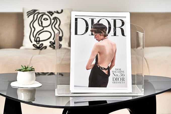 Magazine Rack - Clear Acrylic Magazine Holder, Acrylic Newspaper Stand Organizer - Image 2