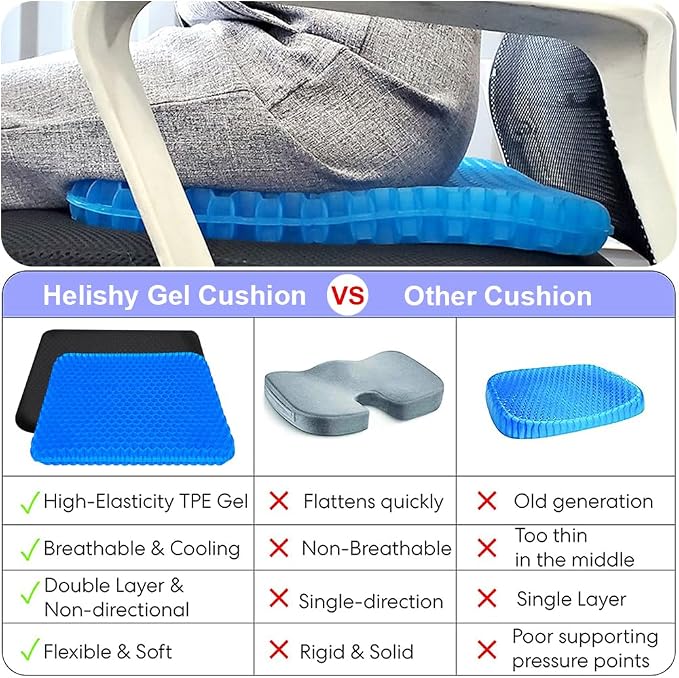 Extra Large Gel Seat Cushion for Long Sitting Pressure Pain Relief | 17x17inch - Image 6