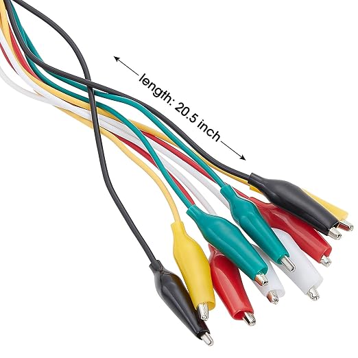 WGGE WG-026 10 Pieces and 5 Colors Test Lead Set & Alligator Clips, 20.5 inches - Image 2