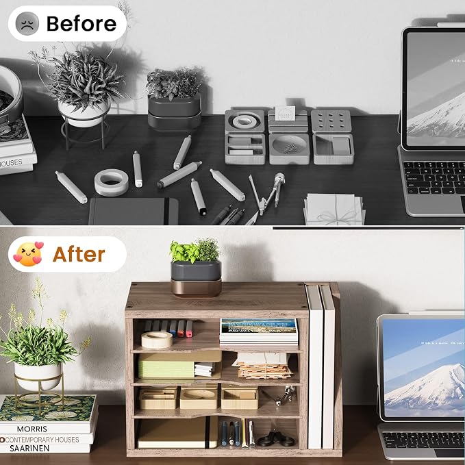 Creso hom Mail Sorter, File Organizer Desktop, Wood Desk Organizer - Image 6
