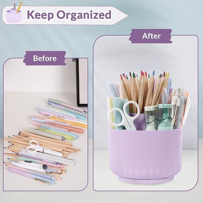 SKYDUE 360 Degree Rotating Desk Organizer, Dual-Purpose Pencil Pen Holder - Image 4