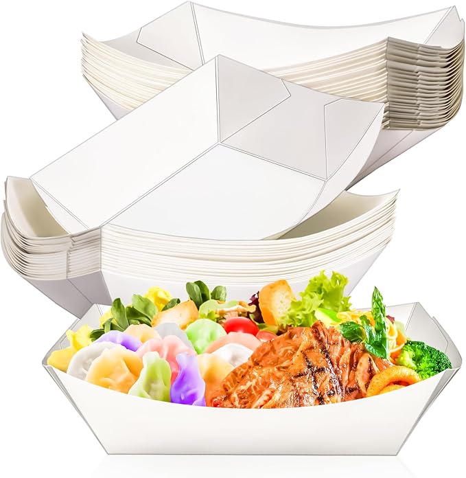 30 Pack Extra Large 5LB Paper Food Boats Trays Disposable Paper Boat, Heavy by MotBach