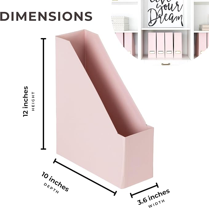 BLU MONACO | Cardboard Magazine File Holder Set of 6 Pink | Vertical Magazine - Image 7