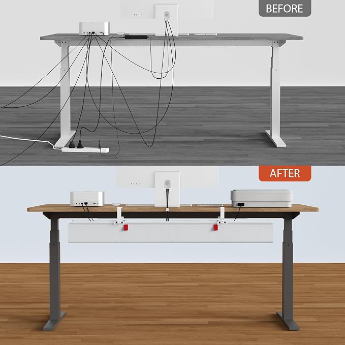 Univivi No Drill Under Desk Cable Management Tray, Clamp/Screw Mount Desk Cable - Image 7