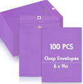 Geyee 100 Pcs Clasp Manilla Envelopes 6 x 9 Inch Gummed Colored Envelopes by Geyee