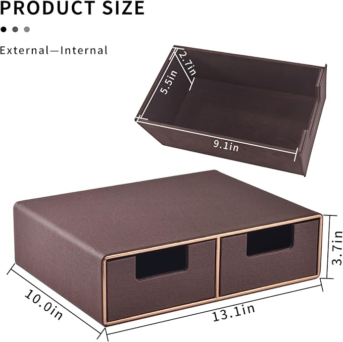 Linen Leather Desk Organizer and monitor stand - Image 3