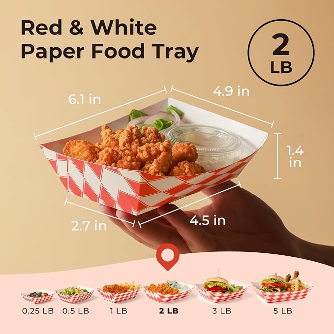 Fit Meal Prep [250 Pack 2 lb Paper Food Boats Heavy Duty Disposable Food Trays - Image 2