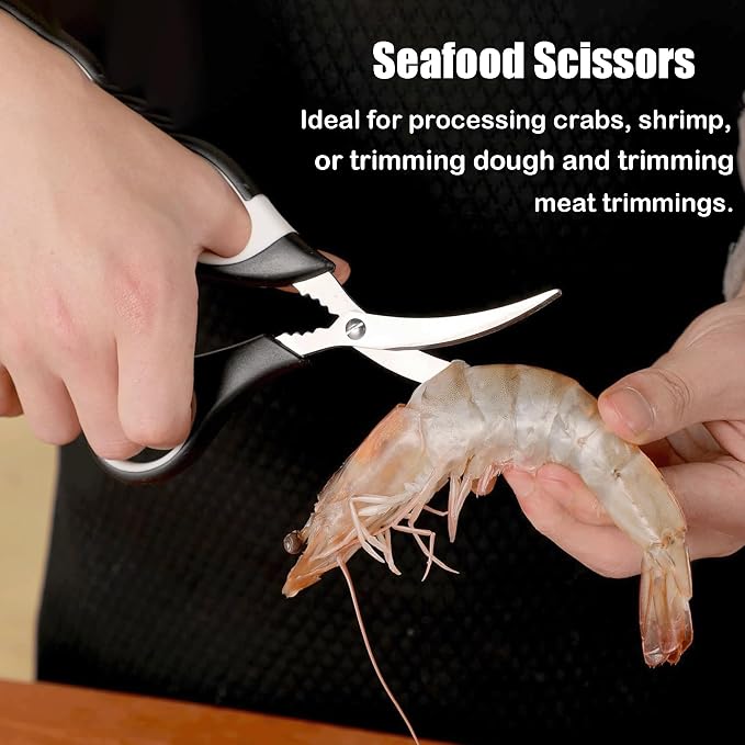 OMDAR 3 Pack Kitchen Scissors & Seafood Scissors Set, Sharp Kitchen Shears | - Image 5