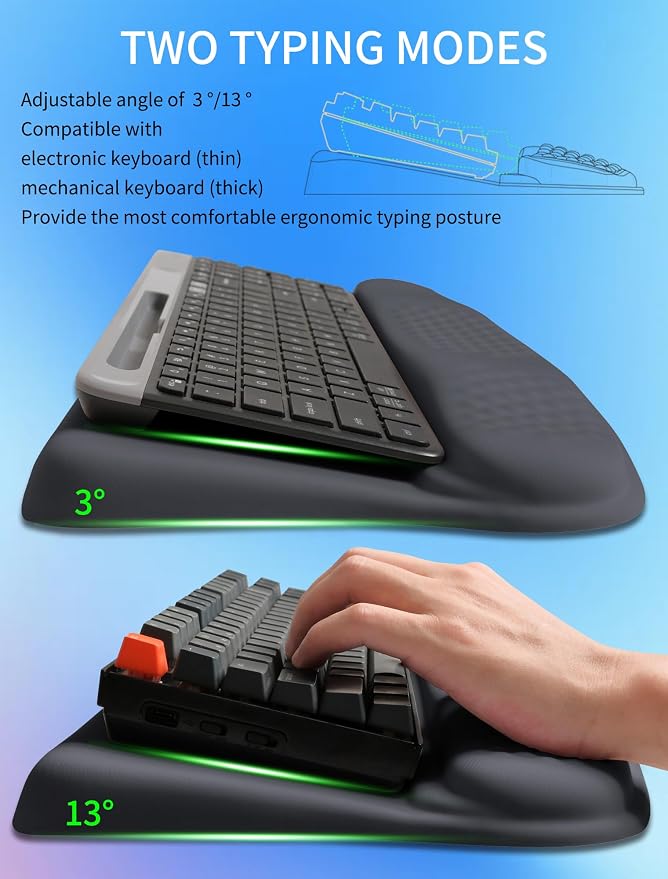 Ergonomic Wave Wrist Rest with Keyboard Stand, Cushioned Palm Rest, Comfortable - Image 2