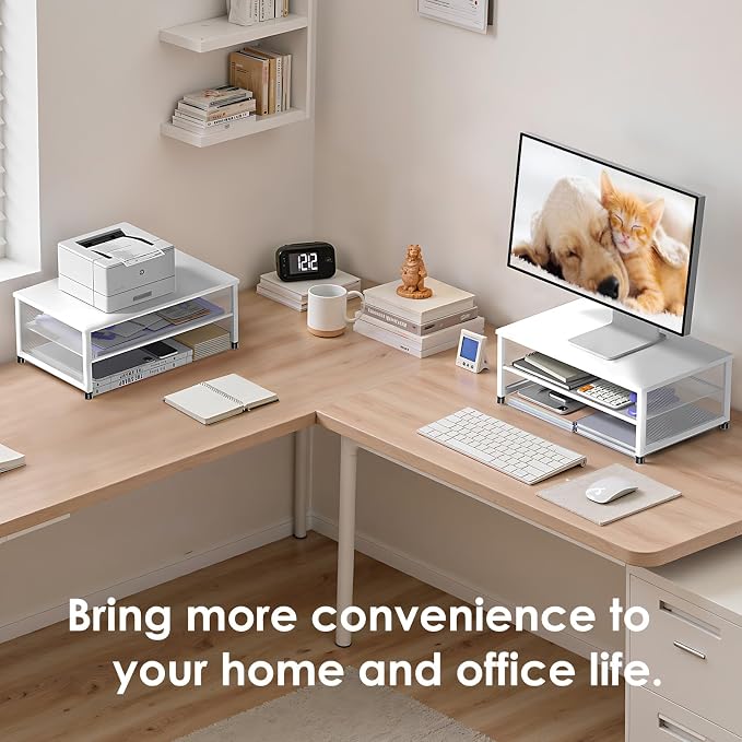 ECOLOVI 2-Tier Computer Monitor Stand Riser, Desk Organizer - Image 6