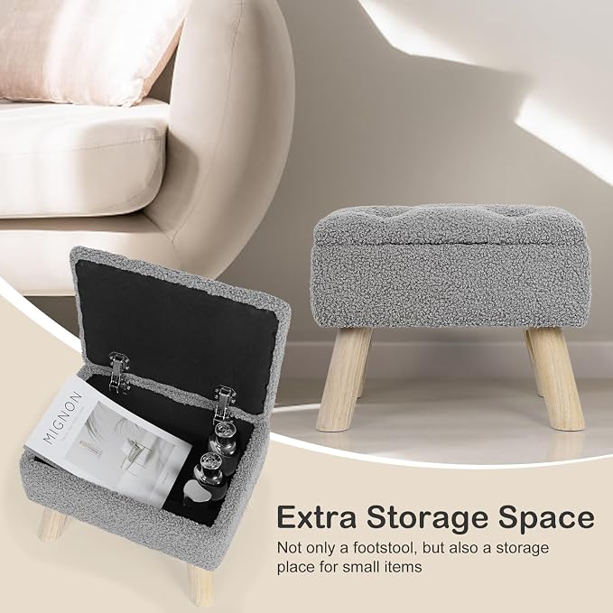 OGEMXU Storage Ottoman, Small Storage Ottoman Foot Stool - Image 5