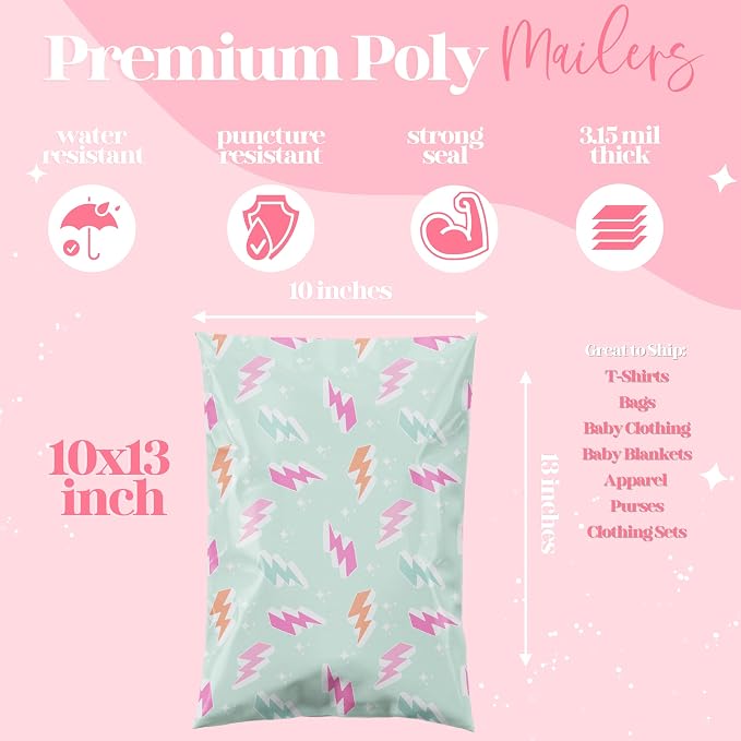 Pretty Package Store Designer Poly Mailers 6x9, Lightning Bolt, 100 Pack | - Image 4