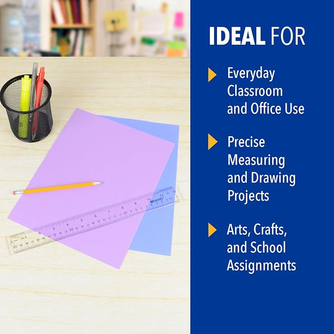 Westcott Acrylic Clear Ruler, Easy-to-Read Markings, Scratch-Resistant Design - Image 4