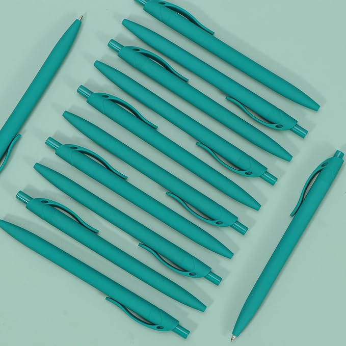 Deegtran 100 Pack No Bleed Teal Blue Barrel Click Pens, Wholesale Retractable - Image 4
