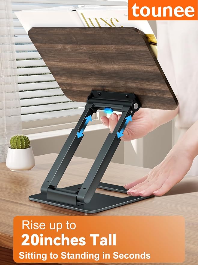 Tounee Book Stand, Telescopic Book Holder Stand, Adjustable Height Pull Out - Image 2