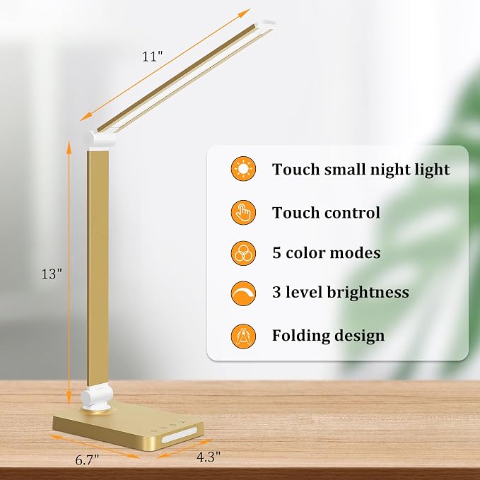 LED Desk Lamp with USB Ports, Touch Desk Lamps - Image 3